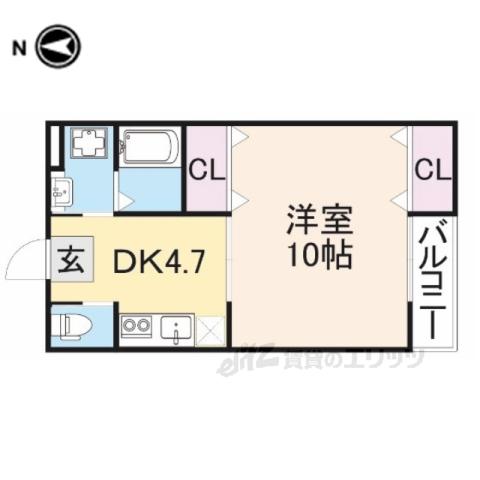 ロイヤルクレスト(1DK/2階)の間取り写真