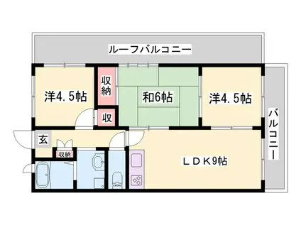 ゼニスコート(3LDK/2階)の間取り写真