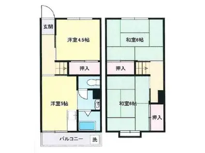 鶴甲コーポ27号棟(3DK/1階)の間取り写真