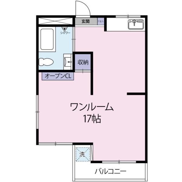 グランディール住吉(1LDK/2階)の間取り写真