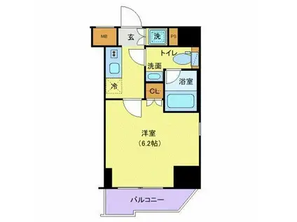 PREMIUM CUBE大森本町(1K/6階)の間取り写真