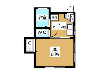 グリーングラス178(1K/2階)の間取り写真