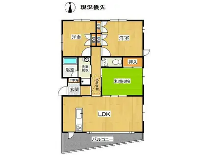 ダイヤ26篭田B(3LDK/2階)の間取り写真