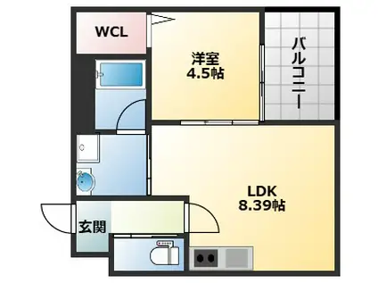ステラキャットハート(1LDK/1階)の間取り写真