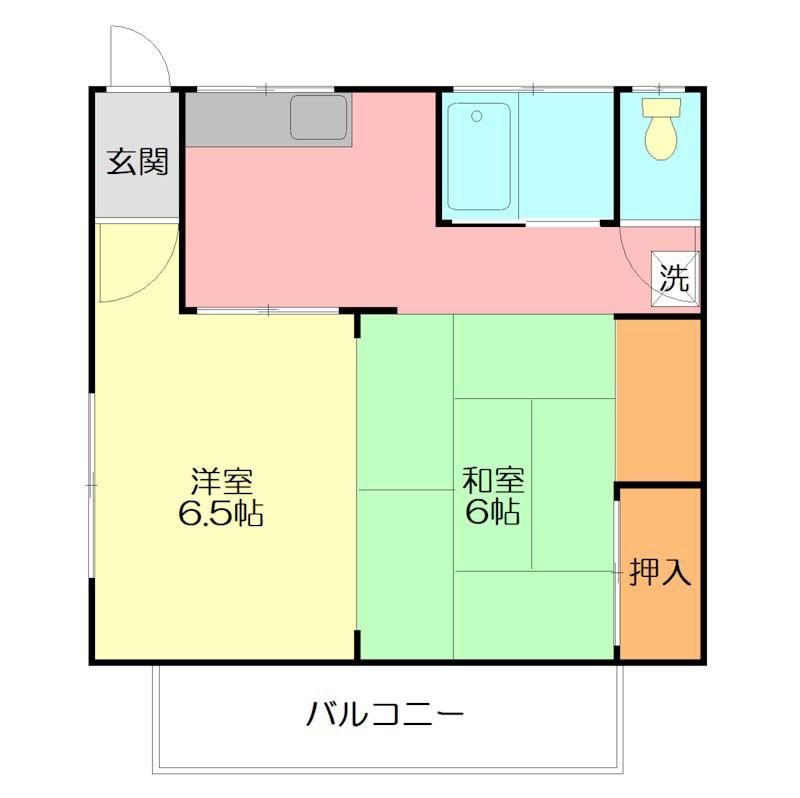 長谷ハイツ(2K/2階)の間取り写真