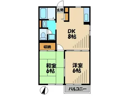 ビバーチェさやま(2DK/2階)の間取り写真