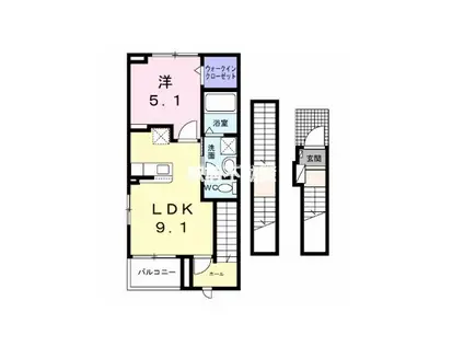 フィオーレ・ショウエイ B(1LDK/3階)の間取り写真