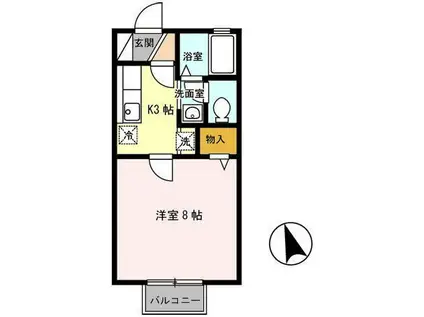 ジュネス南栄(1K/2階)の間取り写真