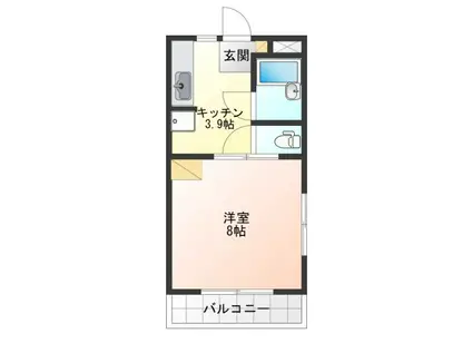 メルカードあさひII(1DK/1階)の間取り写真