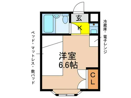 石丸ハイツ(ワンルーム/1階)の間取り写真