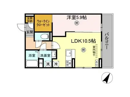 PREMILIFE下郡東(1LDK/3階)の間取り写真