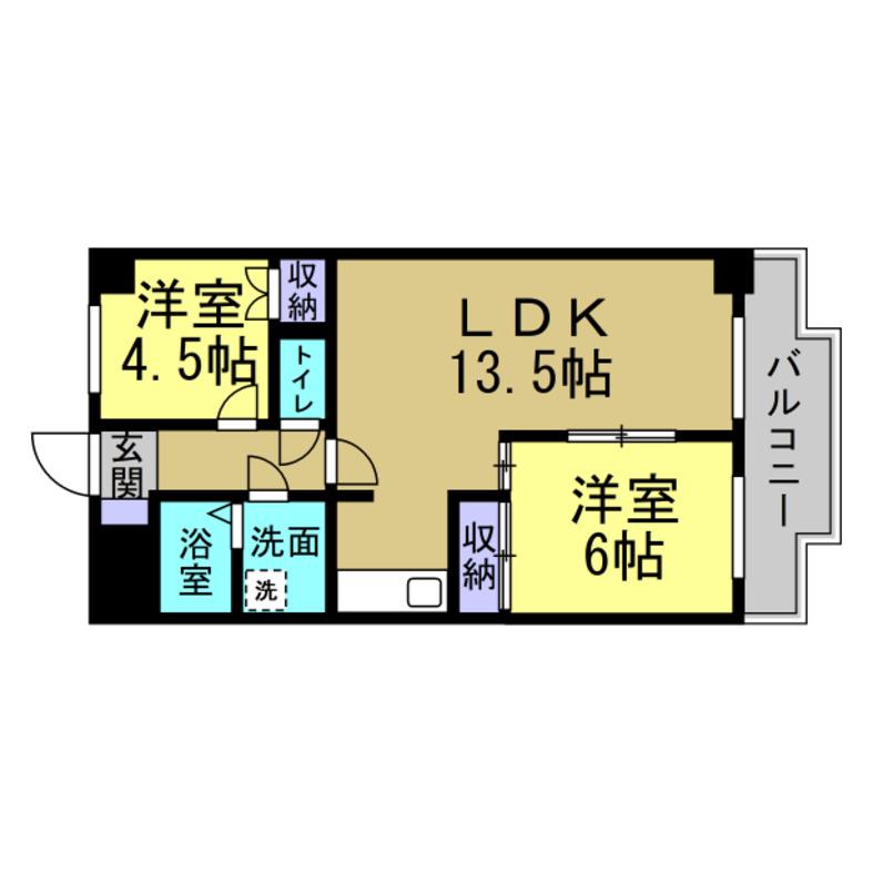 シャトー新宮(3DK/4階)の間取り写真