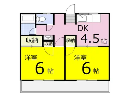 メゾンこすもすA棟(2DK/2階)の間取り写真