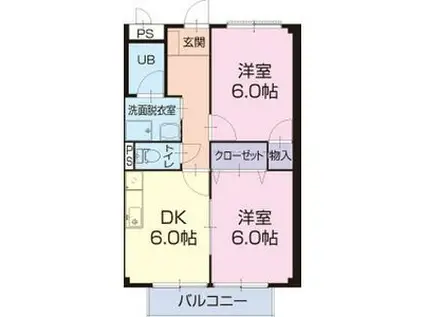 SURPLUSモンパルナス(2DK/2階)の間取り写真