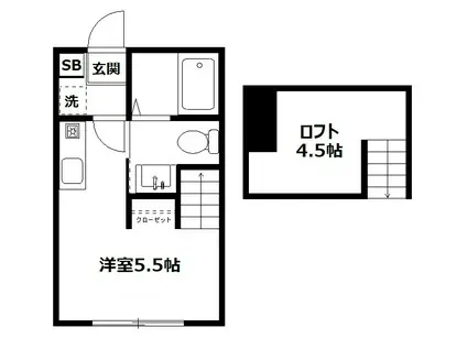 ブリックス(ワンルーム/1階)の間取り写真