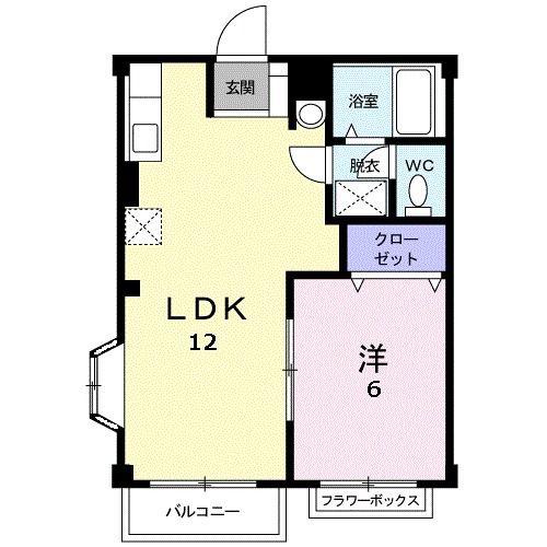 エレガンス大和(1LDK/2階)の間取り写真