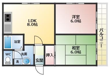 エクセレント我堂(2LDK/1階)の間取り写真