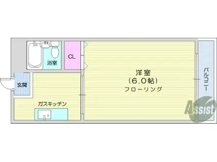 千葉ハイツ(1K/4階)の間取り写真