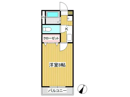 ジュリアス踏入B棟(1K/4階)の間取り写真