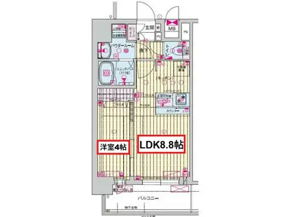 プレサンス鶴橋トレヴィエ(1LDK/10階)の間取り写真