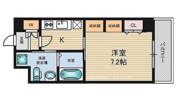 セントアミー東三国(1K/9階)の間取り写真