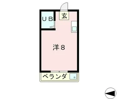 ソアール(ワンルーム/2階)の間取り写真