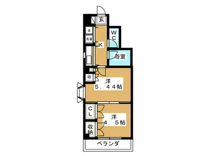 BERTHビル(2K/4階)の間取り写真
