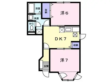ファミールハイツII(2DK/1階)の間取り写真