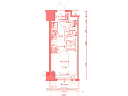 エステムコート横濱反町Ⅱ(1K/3階)の間取り写真