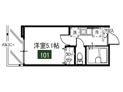 メルディア南元宿2丁目(1K/1階)の間取り写真