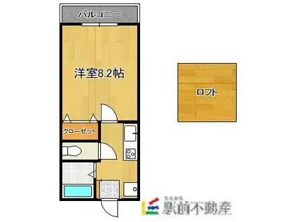 ロランジュII(1K/2階)の間取り写真