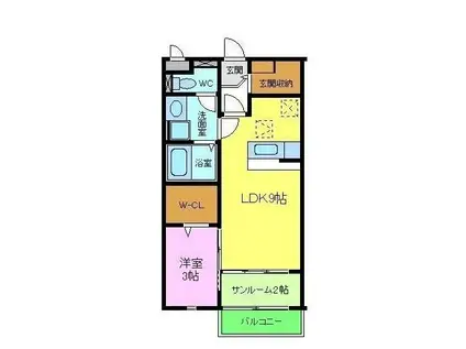 ガーデンハウスエアリー(1LDK/1階)の間取り写真