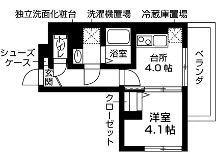 GRAMM東小野堀町B(1K/2階)の間取り写真