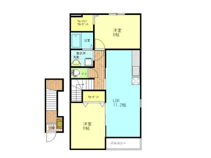 ル・サンティエA(2LDK/2階)の間取り写真