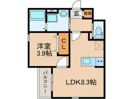 CRECIA一宮II(1LDK/2階)の間取り写真