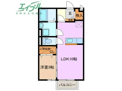 ポートサイドカクサン(1LDK/2階)の間取り写真