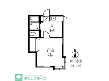 レジデンス自由が丘3(1K/1階)の間取り写真