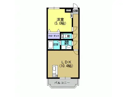 フリーデンベル(1LDK/5階)の間取り写真