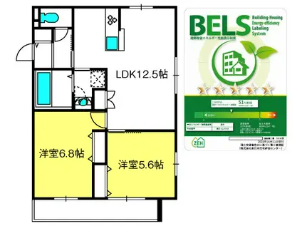 CASA BONI(2LDK/2階)の間取り写真