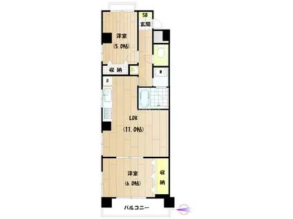 ヴィラ翔鷺(2LDK/3階)の間取り写真