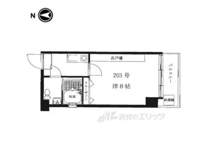 バウハウス北白川(1K/2階)の間取り写真