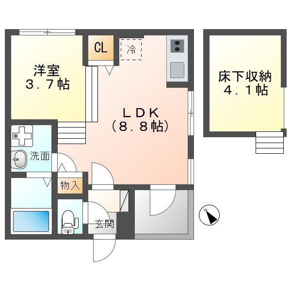 ハーモニーテラス野並IV(1LDK/1階)の間取り写真