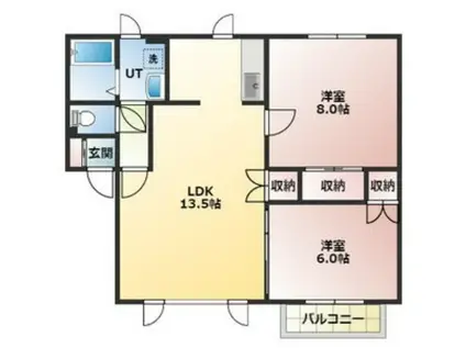 ヴェルドーラII(2LDK/2階)の間取り写真
