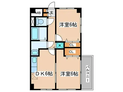 レフォール登戸(2DK/1階)の間取り写真