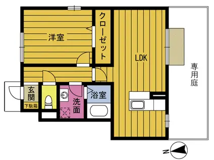 グリーンヒルズ光吉(1LDK/1階)の間取り写真