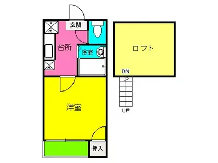 グレイス竹下(1K/1階)の間取り写真