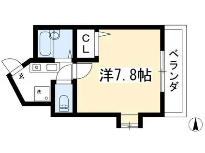サンパレス紫野(1K/4階)の間取り写真