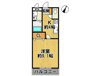 GIRASOLE(1K/2階)の間取り写真