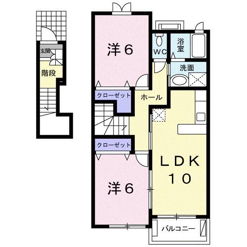 メゾンラルゴB(2LDK/2階)の間取り写真