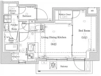 DIPS大山幸町(1LDK/1階)の間取り写真